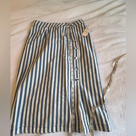 Blue and White Button-Down Midi Skirt - Picture 8 of 8